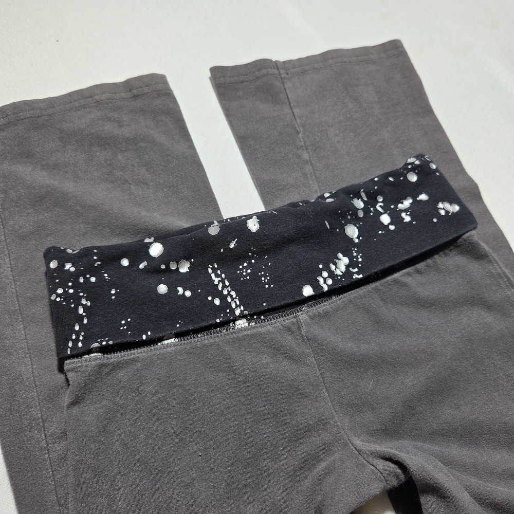 Total Girl Girls Gray Yoga Pants Silver Splatter Foldover Waist Bootcut L 10-12